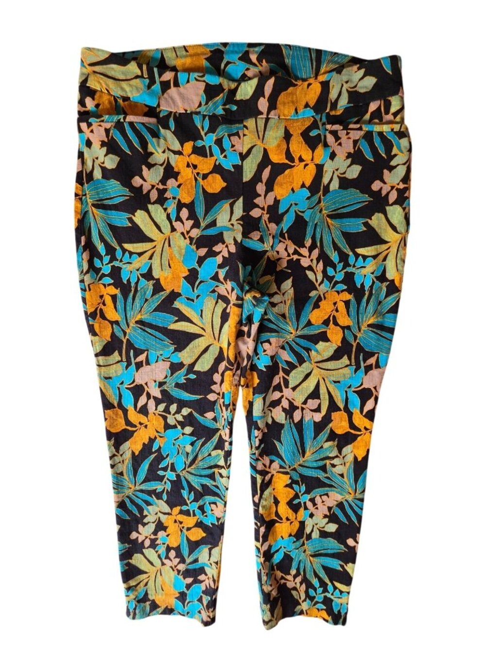 Chico’s Brigitte Palms Ankle Pants 2.5 US 14 Slim Tapered Monstera Tropical - Picture 7 of 10